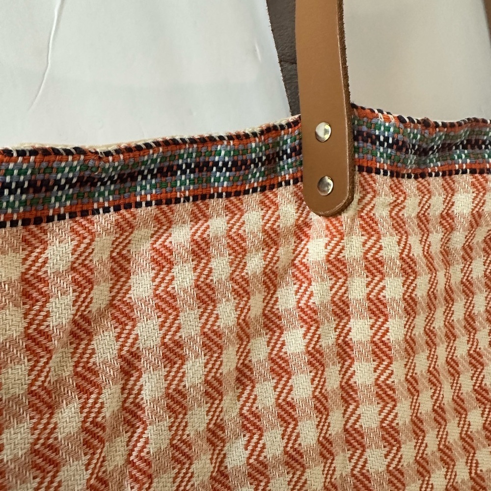 The Boon Supply Woven Fabric Tote with Leather Straps - Picture 3 of 7